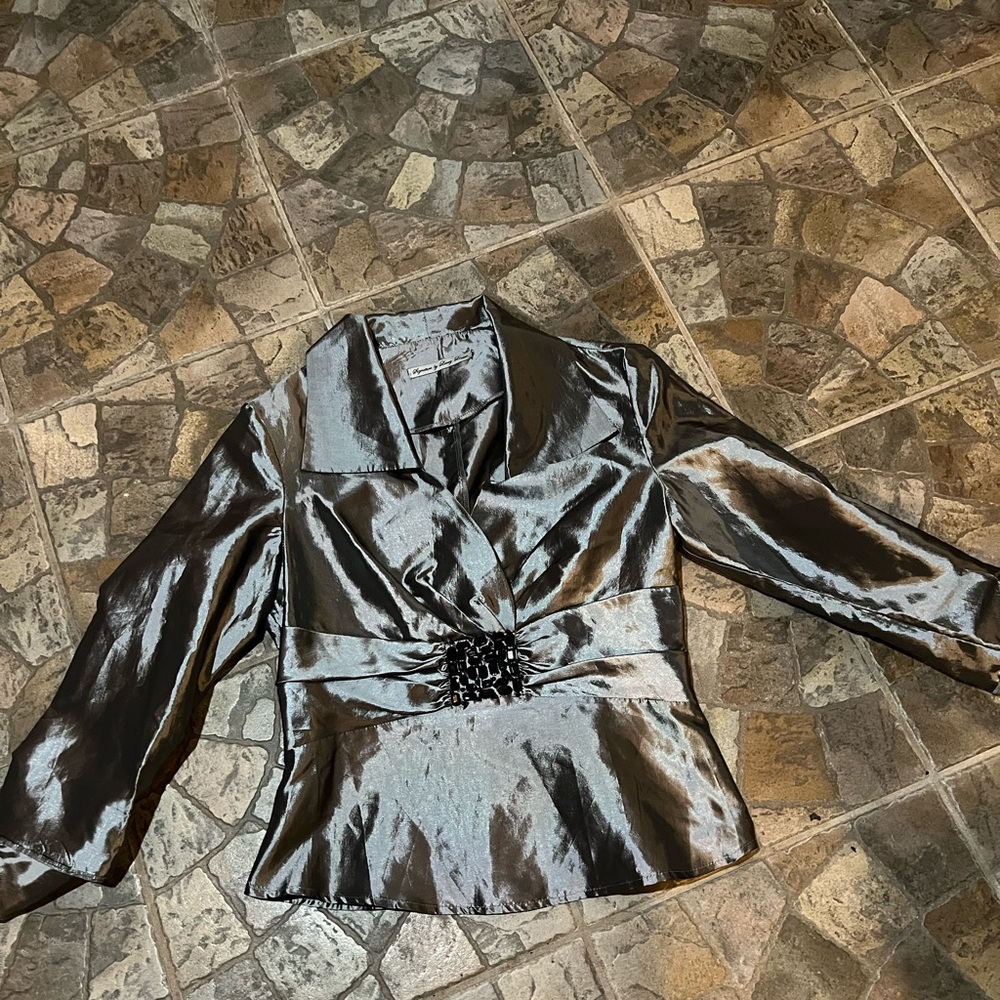 Charcoal satin blouse sz medium